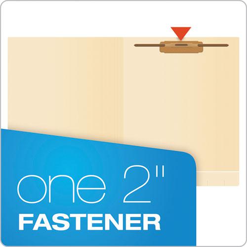 Manila Laminated End Tab Fastener Folders, 1 Fastener, Letter Size, 11-pt Manila Exterior, 50/Box. Picture 3