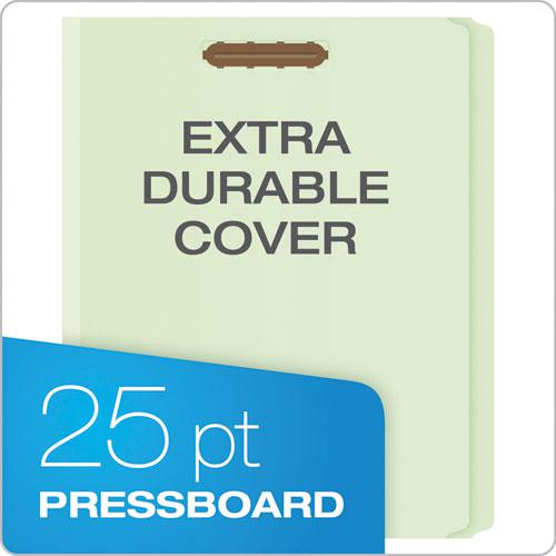 Heavy-Duty Pressboard Folders with Embossed Fasteners, Straight Tabs, 2" Expansion, 2 Fasteners, Letter Size, Green, 25/Box. Picture 2