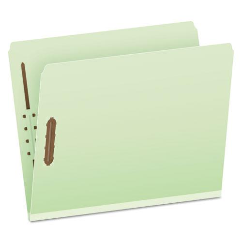 Heavy-Duty Pressboard Folders with Embossed Fasteners, Straight Tabs, 2" Expansion, 2 Fasteners, Letter Size, Green, 25/Box. Picture 1