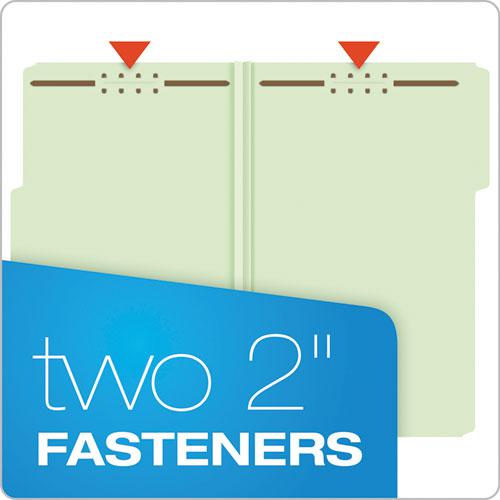 Heavy-Duty Pressboard Folders w/ Embossed Fasteners, Legal Size, Green, 25/Box. Picture 3