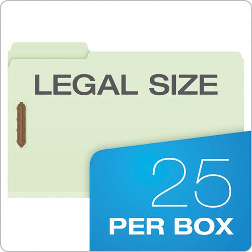 Heavy-Duty Pressboard Folders w/ Embossed Fasteners, Legal Size, Green, 25/Box. Picture 7