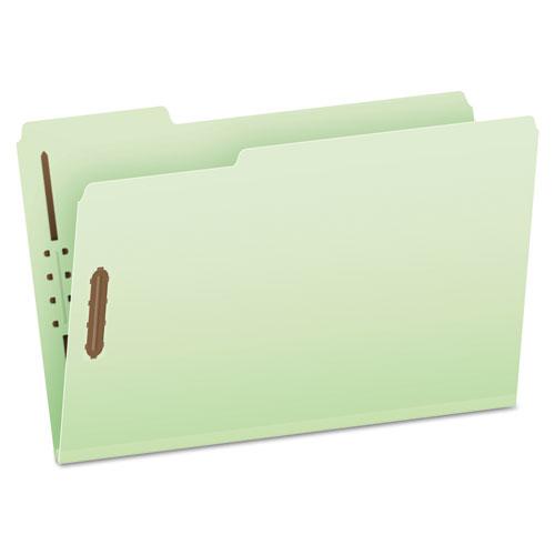 Heavy-Duty Pressboard Folders w/ Embossed Fasteners, Legal Size, Green, 25/Box. Picture 1