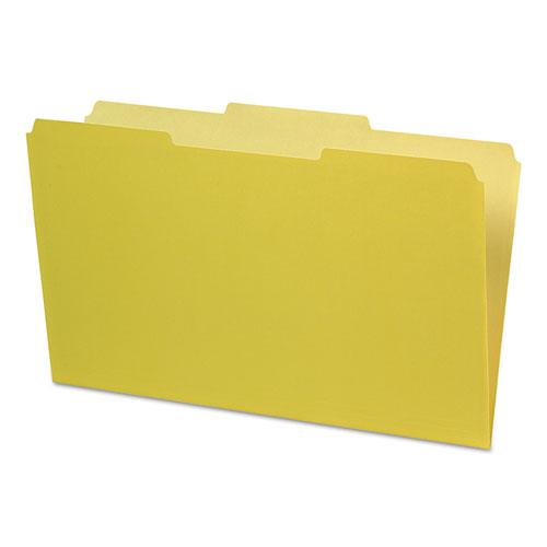 Interior File Folders, 1/3-Cut Tabs: Assorted, Legal Size, Yellow, 100/Box. Picture 1