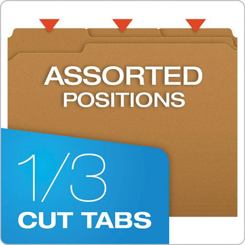 Kraft Fastener Folders, 1/3-Cut Tabs: Assorted, 1 Fastener, Letter Size, Kraft Exterior, 50/Box. Picture 4