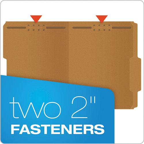 Kraft Fastener Folders, 2/5-Cut Tabs, 2 Fasteners, Letter Size, Kraft Exterior, 50/Box. Picture 2