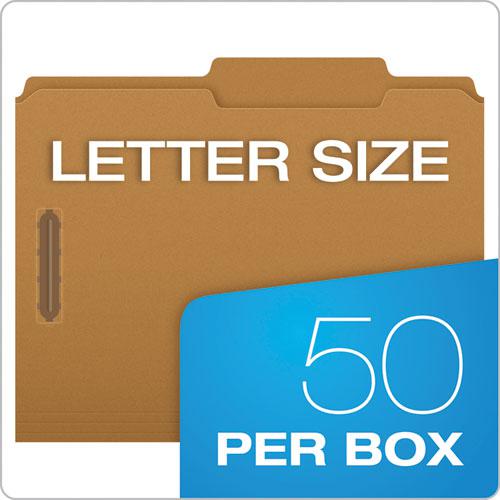 Kraft Fastener Folders, 2/5-Cut Tabs, 2 Fasteners, Letter Size, Kraft Exterior, 50/Box. Picture 7