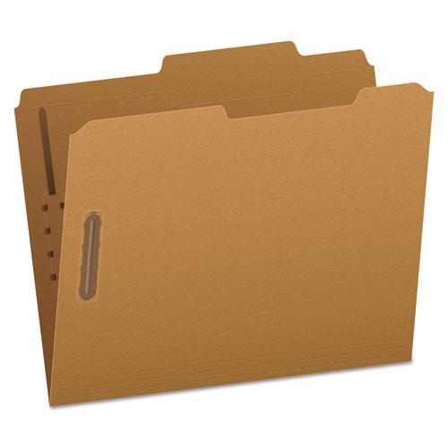 Kraft Fastener Folders, 2/5-Cut Tabs, 2 Fasteners, Letter Size, Kraft Exterior, 50/Box. Picture 1