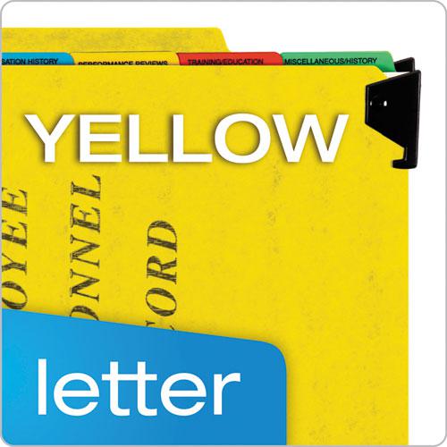 Hanging-Style Personnel Folders, 5 Dividers with 1/5-Cut Tabs, Letter Size, 1/3-Cut Exterior Tabs, Yellow. Picture 7