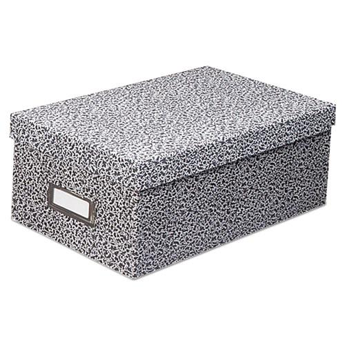 Reinforced Board Card File, Lift-Off Cover, Holds 1,200 3 x 5 Cards, 5.13 x 11 x 3.63, Black/White. Picture 2
