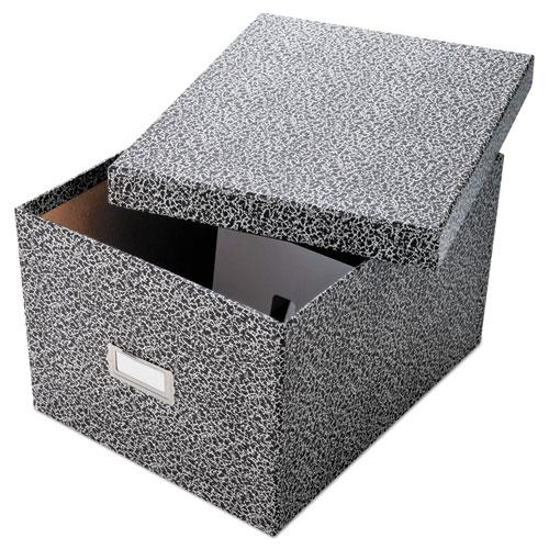 Reinforced Board Card File, Lift-Off Cover, Holds 1,200 6 x 9 Cards, 9 x 11 x 6.75, Black/White. Picture 1