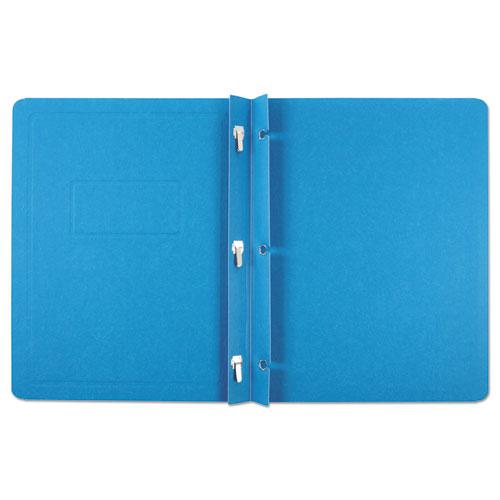 Title Panel and Border Front Report Cover, 3-Prong Fastener, Panel and Border Cover, 0.5" Cap, 8.5 x 11, Light Blue, 25/Box. Picture 2