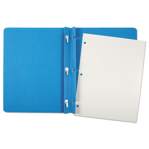 Title Panel and Border Front Report Cover, 3-Prong Fastener, Panel and Border Cover, 0.5" Cap, 8.5 x 11, Light Blue, 25/Box. Picture 3
