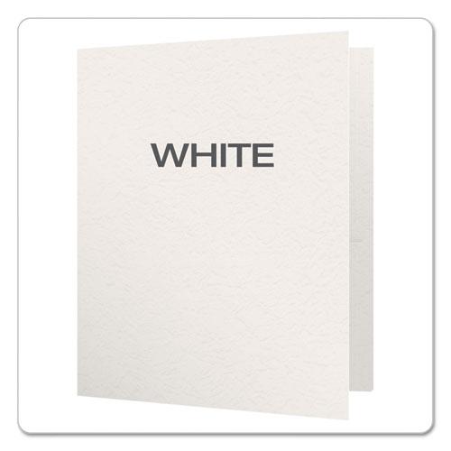 Twin-Pocket Folders with 3 Fasteners, 0.5" Capacity, 11 x 8.5, White, 25/Box. Picture 4