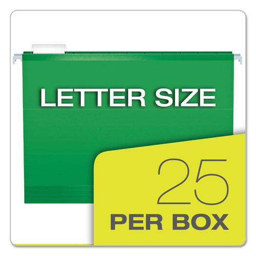 Extra Capacity Reinforced Hanging File Folders with Box Bottom, 2" Capacity, Letter Size, 1/5-Cut Tabs, Bright Green, 25/Box. Picture 6