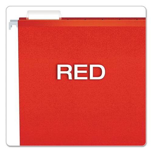 Extra Capacity Reinforced Hanging File Folders with Box Bottom, 2" Capacity, Letter Size, 1/5-Cut Tabs, Red, 25/Box. Picture 4