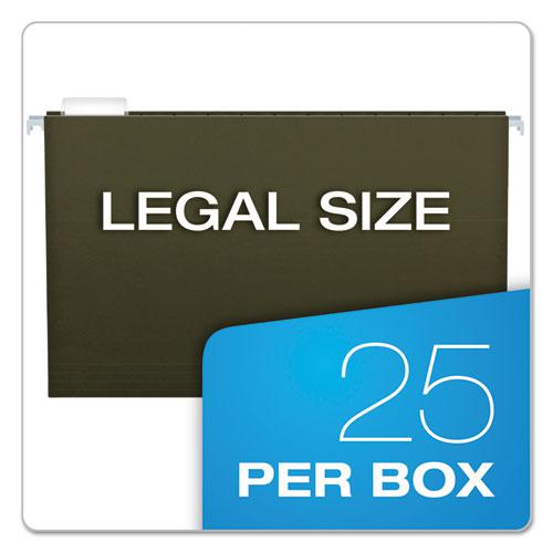 Extra Capacity Reinforced Hanging File Folders with Box Bottom, 4" Capacity, Legal Size, 1/5-Cut Tabs, Green, 25/Box. Picture 5