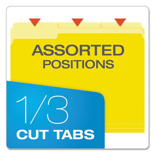 Colored File Folders, 1/3-Cut Tabs: Assorted, Letter Size, Yellow/Light Yellow, 100/Box. Picture 2