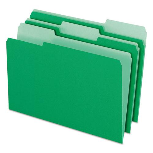 Colored File Folders, 1/3-Cut Tabs: Assorted, Legal Size, Green/Light Green, 100/Box. Picture 1