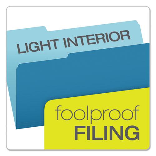 Colored File Folders, 1/3-Cut Tabs: Assorted, Legal Size, Blue/Light Blue, 100/Box. Picture 3