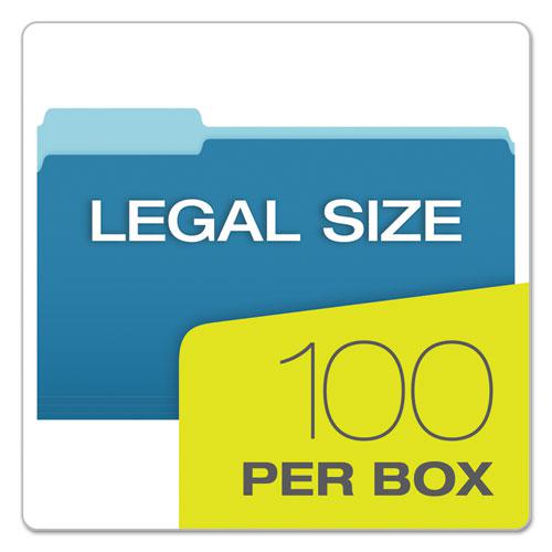 Colored File Folders, 1/3-Cut Tabs: Assorted, Legal Size, Blue/Light Blue, 100/Box. Picture 5