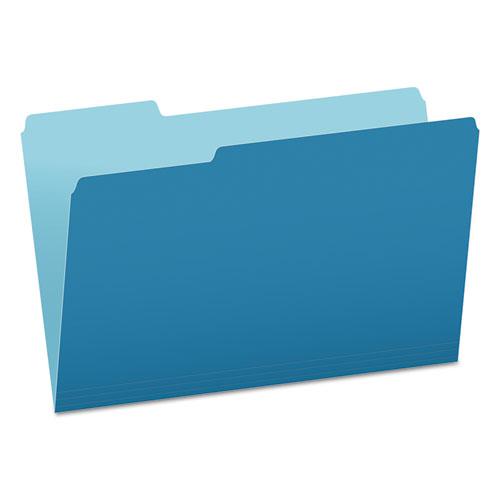 Colored File Folders, 1/3-Cut Tabs: Assorted, Legal Size, Blue/Light Blue, 100/Box. The main picture.