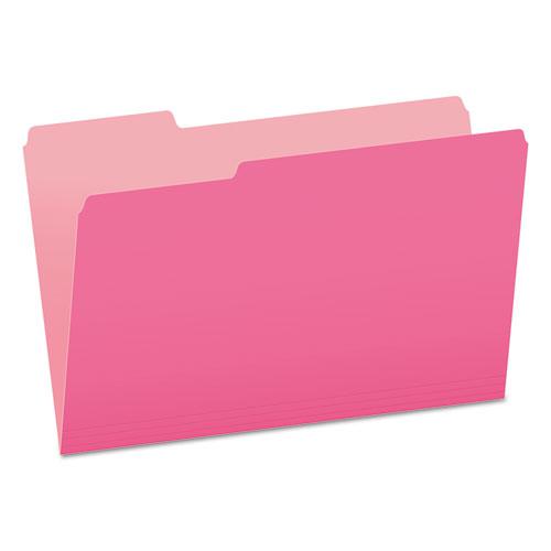 Colored File Folders, 1/3-Cut Tabs: Assorted, Legal Size, Pink/Light Pink, 100/Box. Picture 1