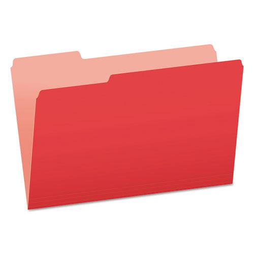 Colored File Folders, 1/3-Cut Tabs: Assorted, Legal Size, Red/Light Red, 100/Box. Picture 1