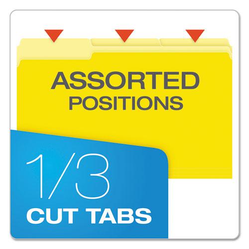 Colored File Folders, 1/3-Cut Tabs: Assorted, Legal Size, Yellow/Light Yellow, 100/Box. Picture 2