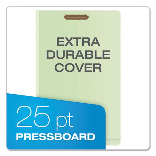 End Tab Classification Folders, 2" Expansion, 1 Divider, 4 Fasteners, Legal Size, Pale Green Exterior, 10/Box. Picture 3