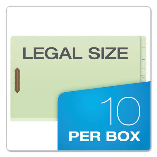 End Tab Classification Folders, 2" Expansion, 1 Divider, 4 Fasteners, Legal Size, Pale Green Exterior, 10/Box. Picture 7