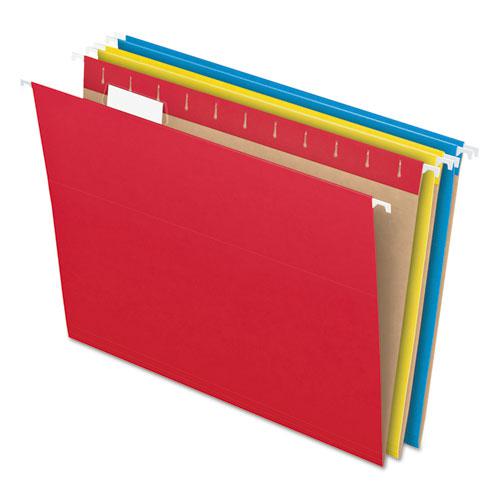 Colored Hanging Folders, Letter Size, 1/5-Cut Tabs, Three-Color Assortment, 25/Box. Picture 1