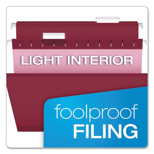 Colored Reinforced Hanging Folders, Legal Size, 1/5-Cut Tabs, Burgundy, 25/Box. Picture 7