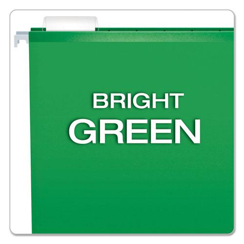 Colored Reinforced Hanging Folders, Legal Size, 1/5-Cut Tabs, Bright Green, 25/Box. Picture 3