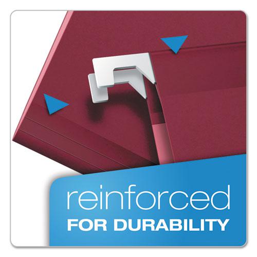 Colored Reinforced Hanging Folders, Legal Size, 1/5-Cut Tabs, Burgundy, 25/Box. Picture 2