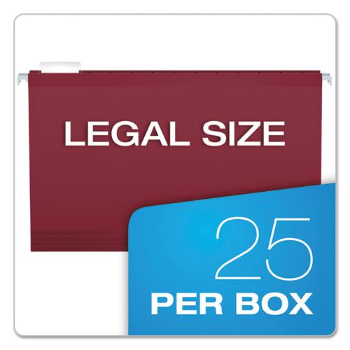 Colored Reinforced Hanging Folders, Legal Size, 1/5-Cut Tabs, Burgundy, 25/Box. Picture 5