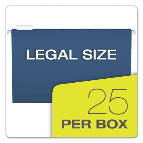 Colored Reinforced Hanging Folders, Legal Size, 1/5-Cut Tabs, Navy, 25/Box. Picture 5
