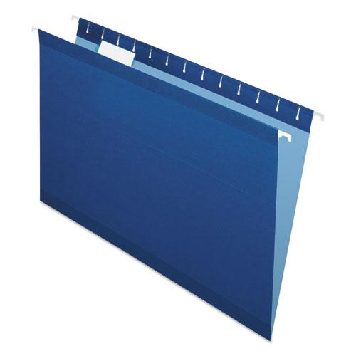 Colored Reinforced Hanging Folders, Legal Size, 1/5-Cut Tabs, Navy, 25/Box. The main picture.