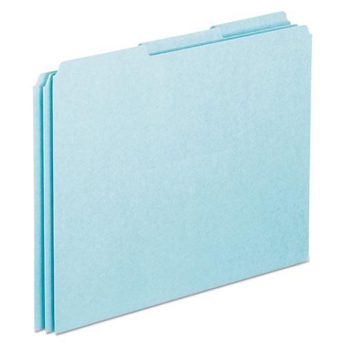 Blank Top Tab File Guides, 1/3-Cut Top Tab, Blank, 8.5 x 11, Blue, 100/Box. The main picture.