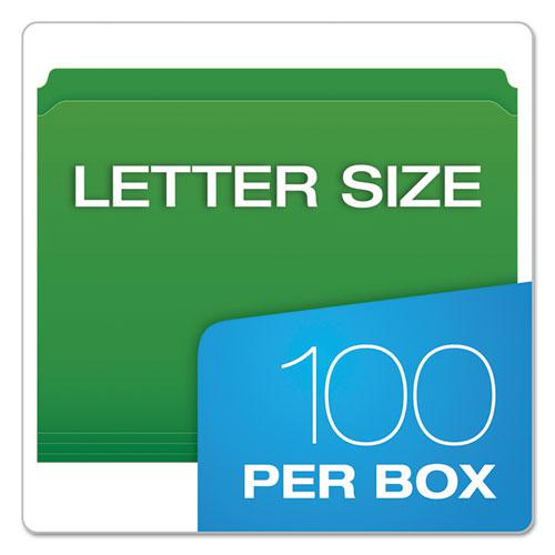 Double-Ply Reinforced Top Tab Colored File Folders, Straight Tabs, Letter Size, 0.75" Expansion, Bright Green, 100/Box. Picture 6