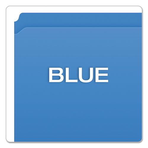 Double-Ply Reinforced Top Tab Colored File Folders, Straight Tabs, Letter Size, 0.75" Expansion, Blue, 100/Box. Picture 4