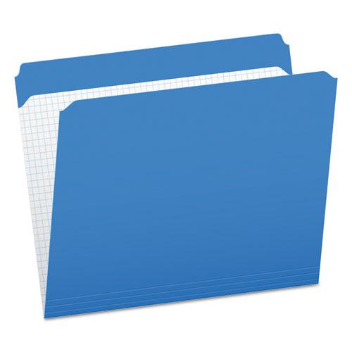 Double-Ply Reinforced Top Tab Colored File Folders, Straight Tabs, Letter Size, 0.75" Expansion, Blue, 100/Box. Picture 1