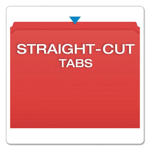 Double-Ply Reinforced Top Tab Colored File Folders, Straight Tabs, Letter Size, 0.75" Expansion, Red, 100/Box. Picture 3