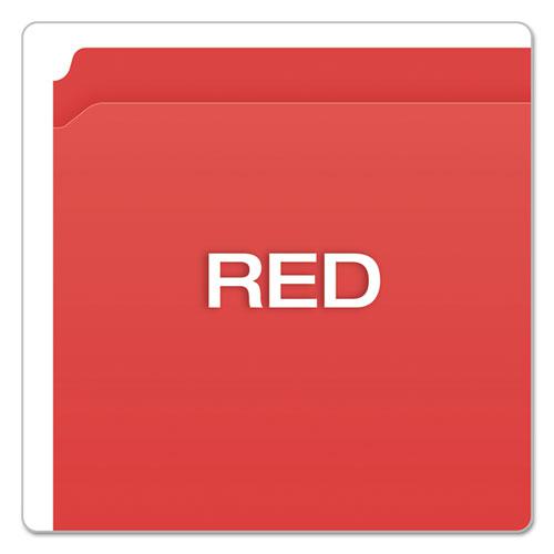 Double-Ply Reinforced Top Tab Colored File Folders, Straight Tabs, Letter Size, 0.75" Expansion, Red, 100/Box. Picture 4