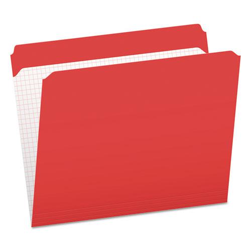 Double-Ply Reinforced Top Tab Colored File Folders, Straight Tabs, Letter Size, 0.75" Expansion, Red, 100/Box. Picture 1