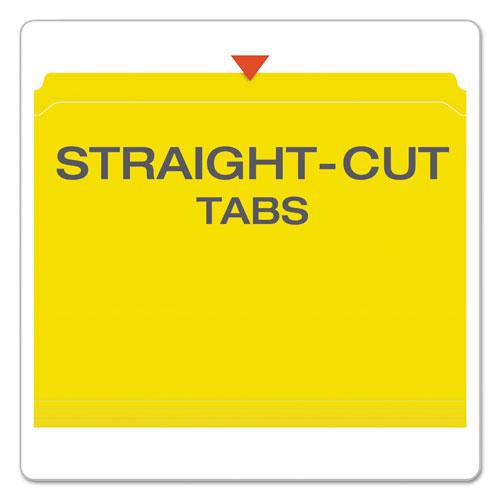 Double-Ply Reinforced Top Tab Colored File Folders, Straight Tabs, Letter Size, 0.75" Expansion, Yellow, 100/Box. Picture 3