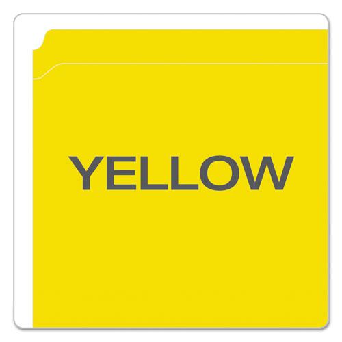 Double-Ply Reinforced Top Tab Colored File Folders, Straight Tabs, Letter Size, 0.75" Expansion, Yellow, 100/Box. Picture 4