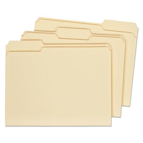 Top Tab Manila File Folders, 1/3-Cut Tabs: Assorted, Letter Size, 1" Expansion, Manila, 100/Box. Picture 1