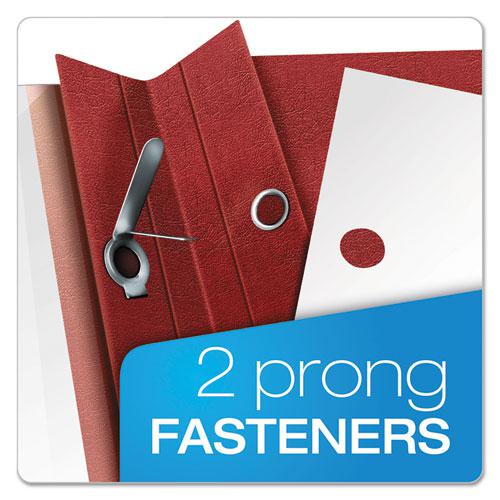 Clear Front Premium Report Cover, Three-Prong Fastener, 0.5" Capacity,  8.5 x 11, Clear/Red, 25/Box. Picture 5