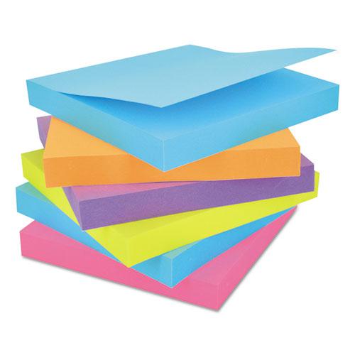 Self-Stick Note Pads, 3" x 3", Assorted Bright Colors, 100 Sheets/Pad, 12 Pads/Pack. Picture 2