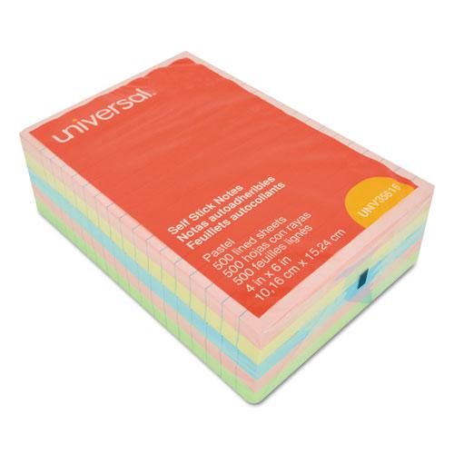 Self-Stick Note Pads, Note Ruled, 4" x 6", Assorted Pastel Colors, 100 Sheets/Pad, 5 Pads/Pack. Picture 5